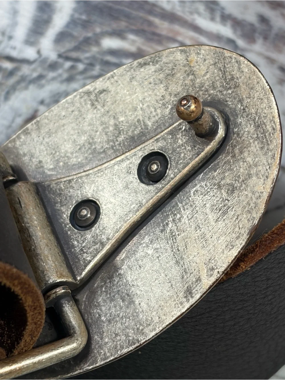 GAP Dark Brown Leather Belt with Ornate Silver Buckle